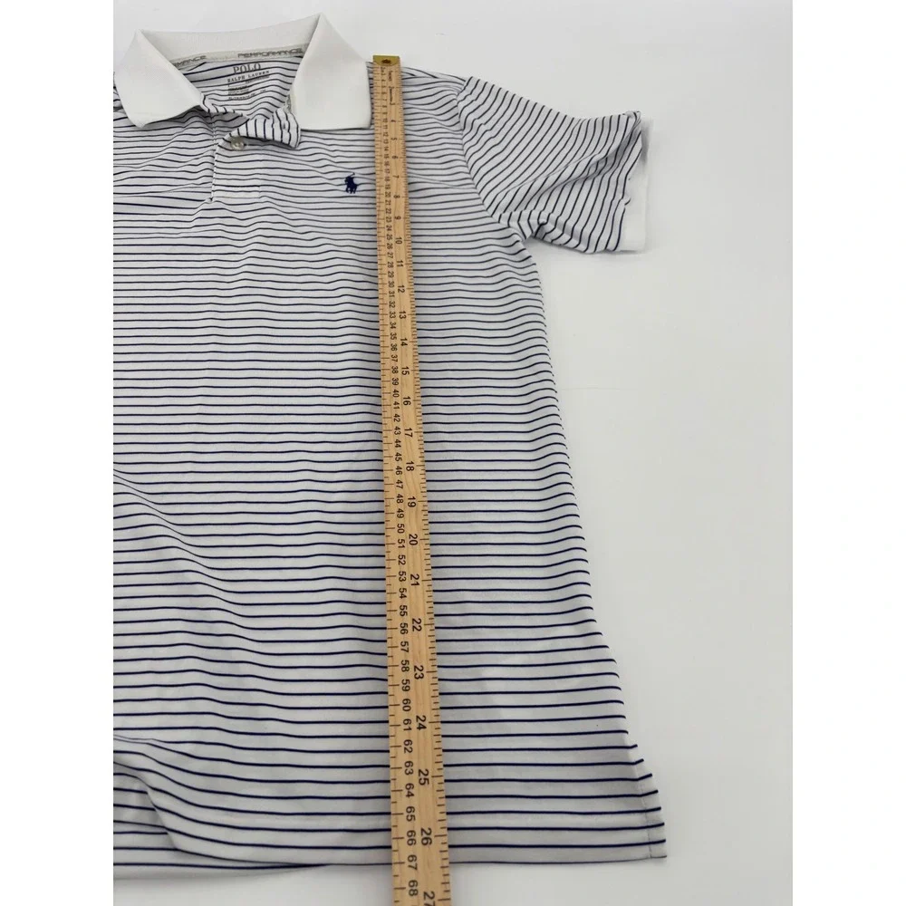 Polo Ralph Lauren Performance Men XL Striped Golf Polo Shirt Navy White
